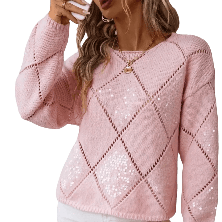 Noa | Pailletten-Hohlstrickpullover