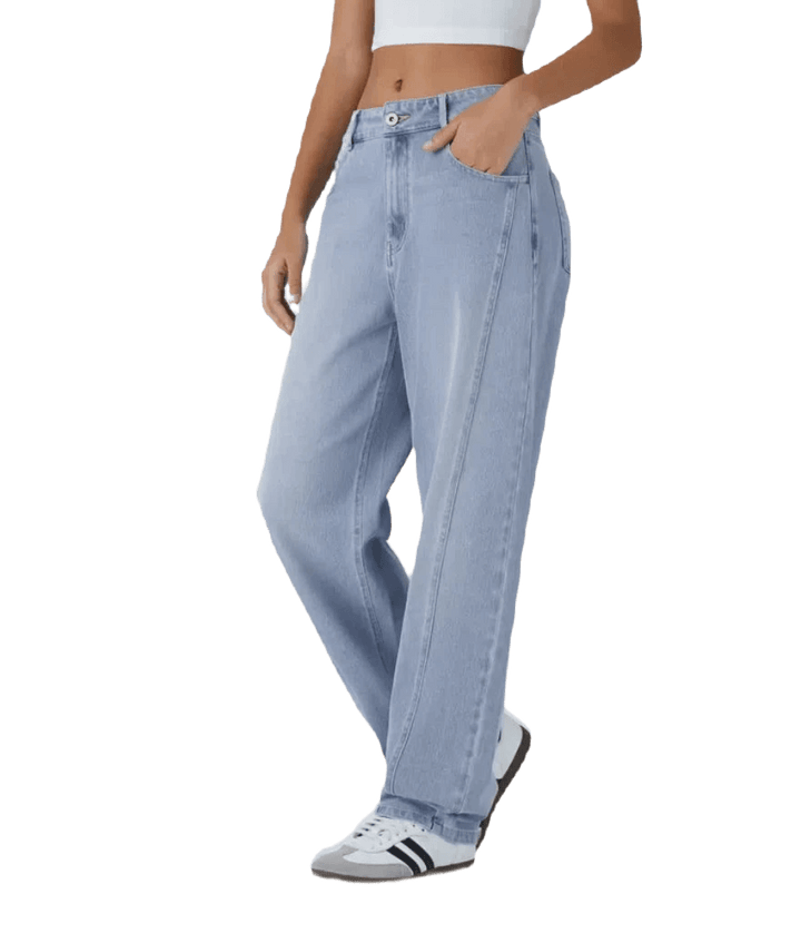 HalaraMagic™ Lässige Mom Jeans mit Knopf, Reißverschluss, Mehrere Taschen