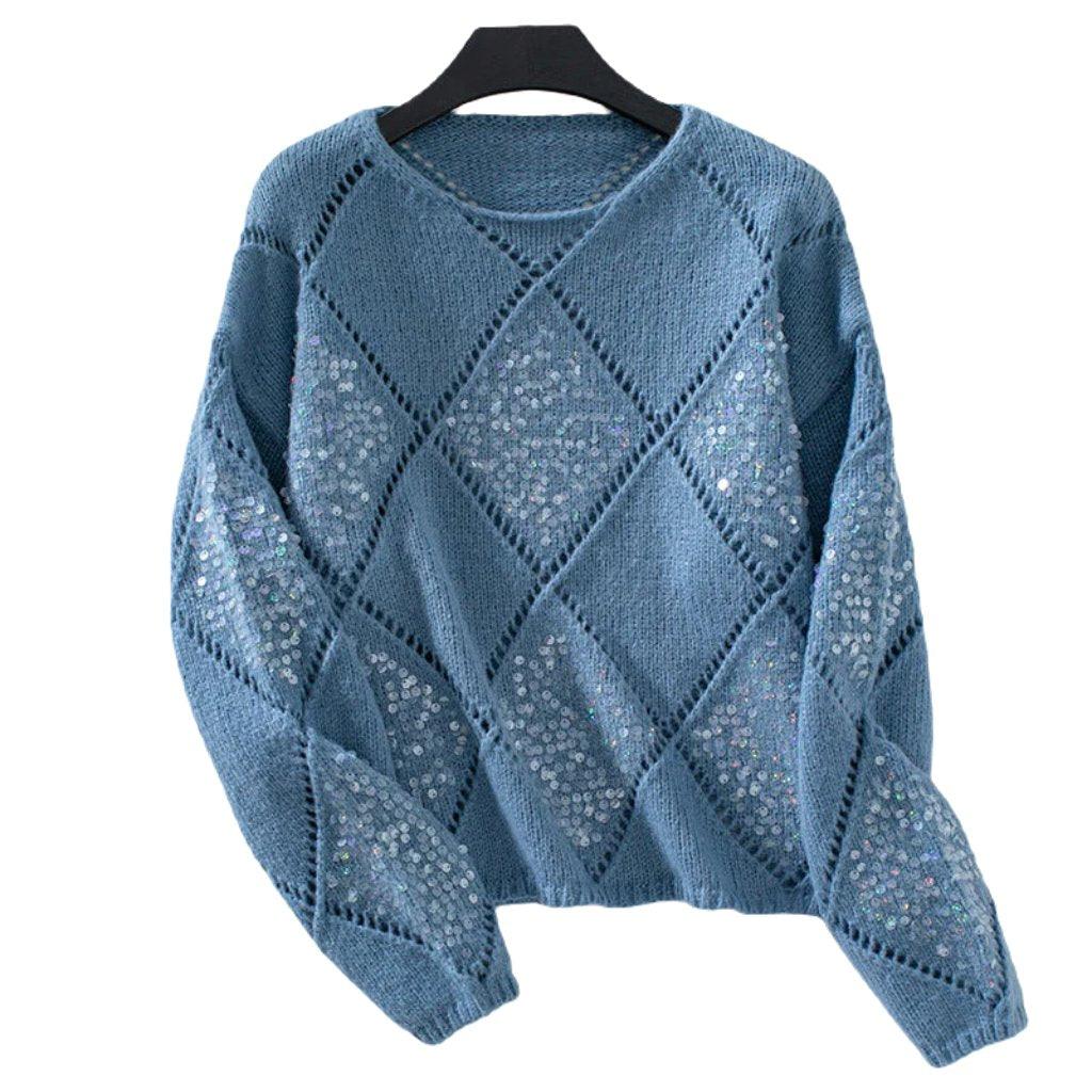 Noa | Pailletten-Hohlstrickpullover