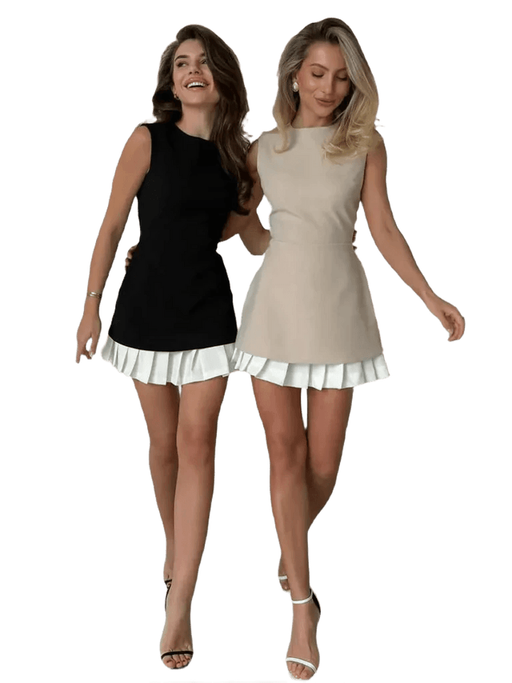 Cheska™ - Ärmelloses Minikleid-Set mit Plissee-Saum