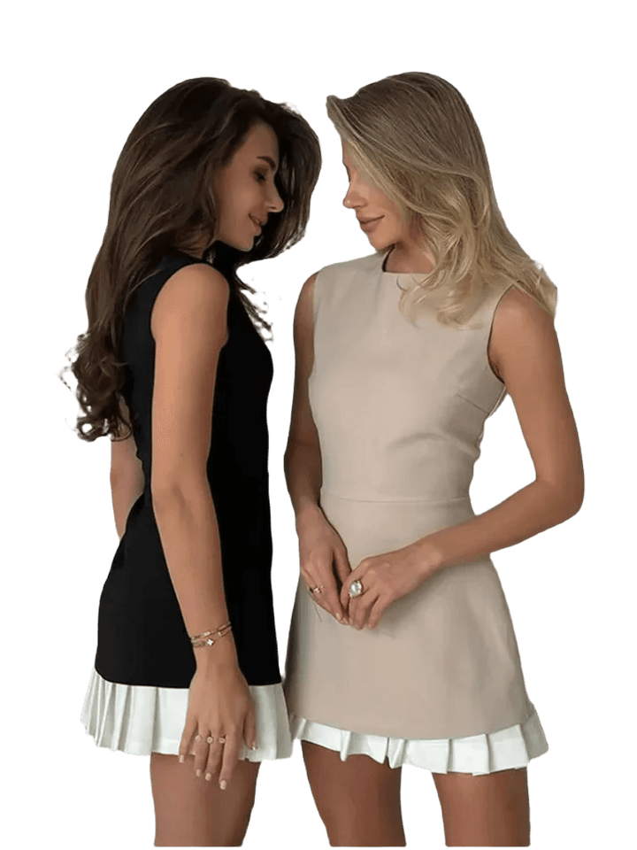 Cheska™ - Ärmelloses Minikleid-Set mit Plissee-Saum