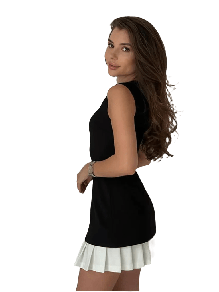 Cheska™ - Ärmelloses Minikleid-Set mit Plissee-Saum