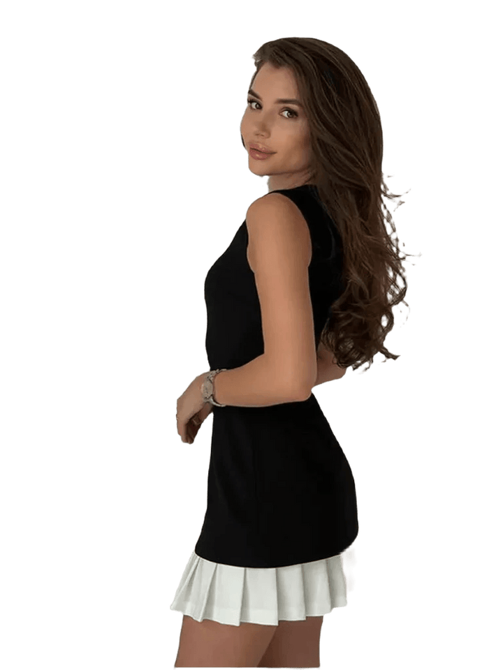 Cheska™ - Ärmelloses Minikleid-Set mit Plissee-Saum