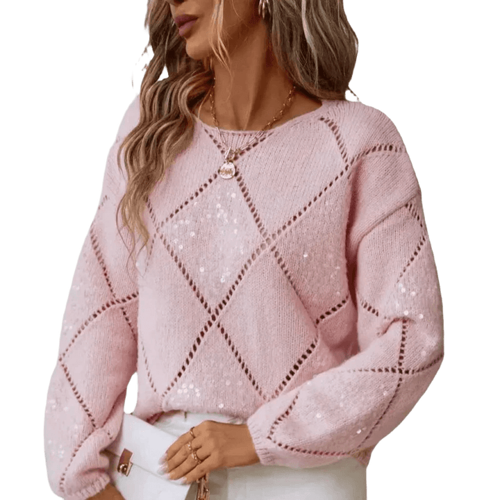 Noa | Pailletten-Hohlstrickpullover