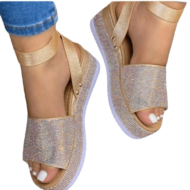 Amoret | Damen Gold Glitzer Sandalen