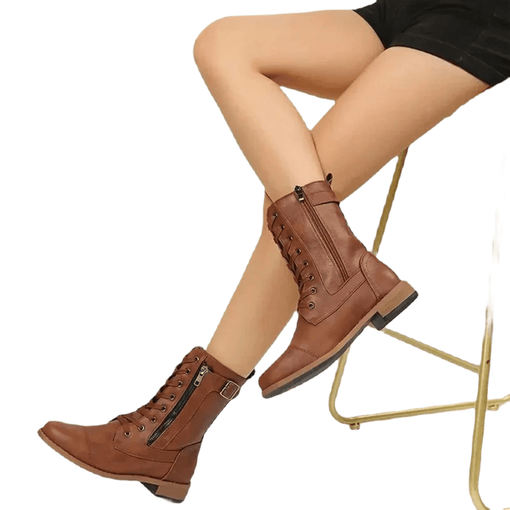 Elkeran | Damen Schnür Stiefel | Reissverschluss