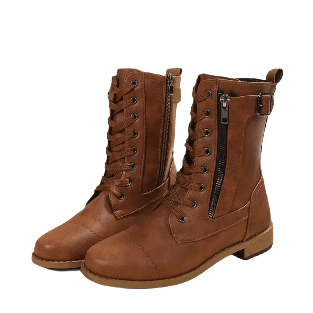 Elkeran | Damen Schnür Stiefel | Reissverschluss