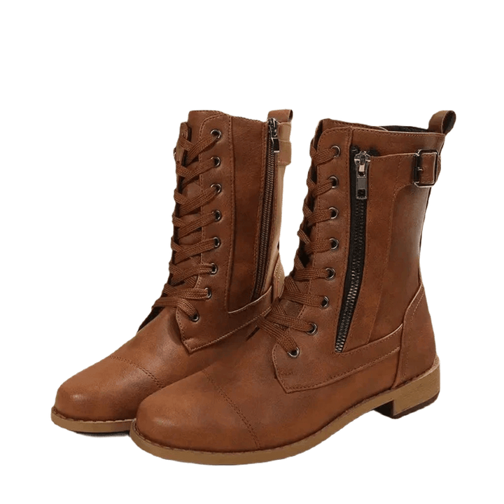 Elkeran | Damen Schnür Stiefel | Reissverschluss