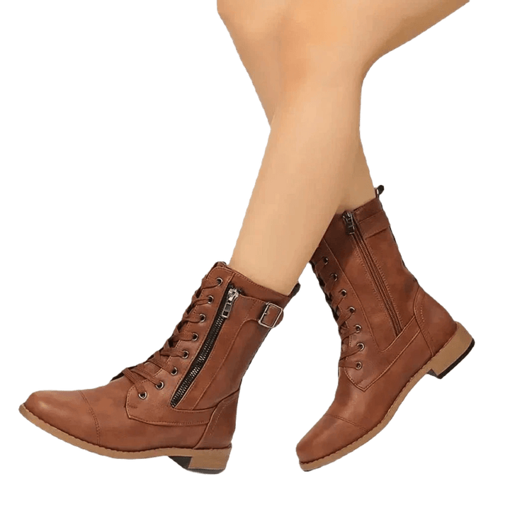 Elkeran | Damen Schnür Stiefel | Reissverschluss