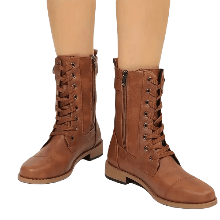 Elkeran | Damen Schnür Stiefel | Reissverschluss