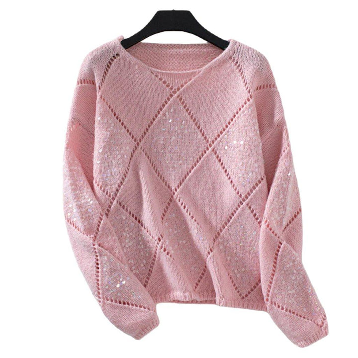 Noa | Pailletten-Hohlstrickpullover